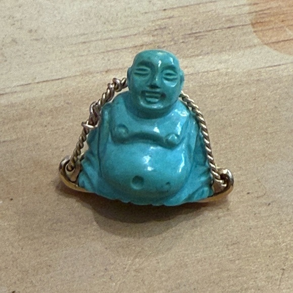 RARE Turquoise Buddha Talisman in 14k Gold - Picture 2 of 6